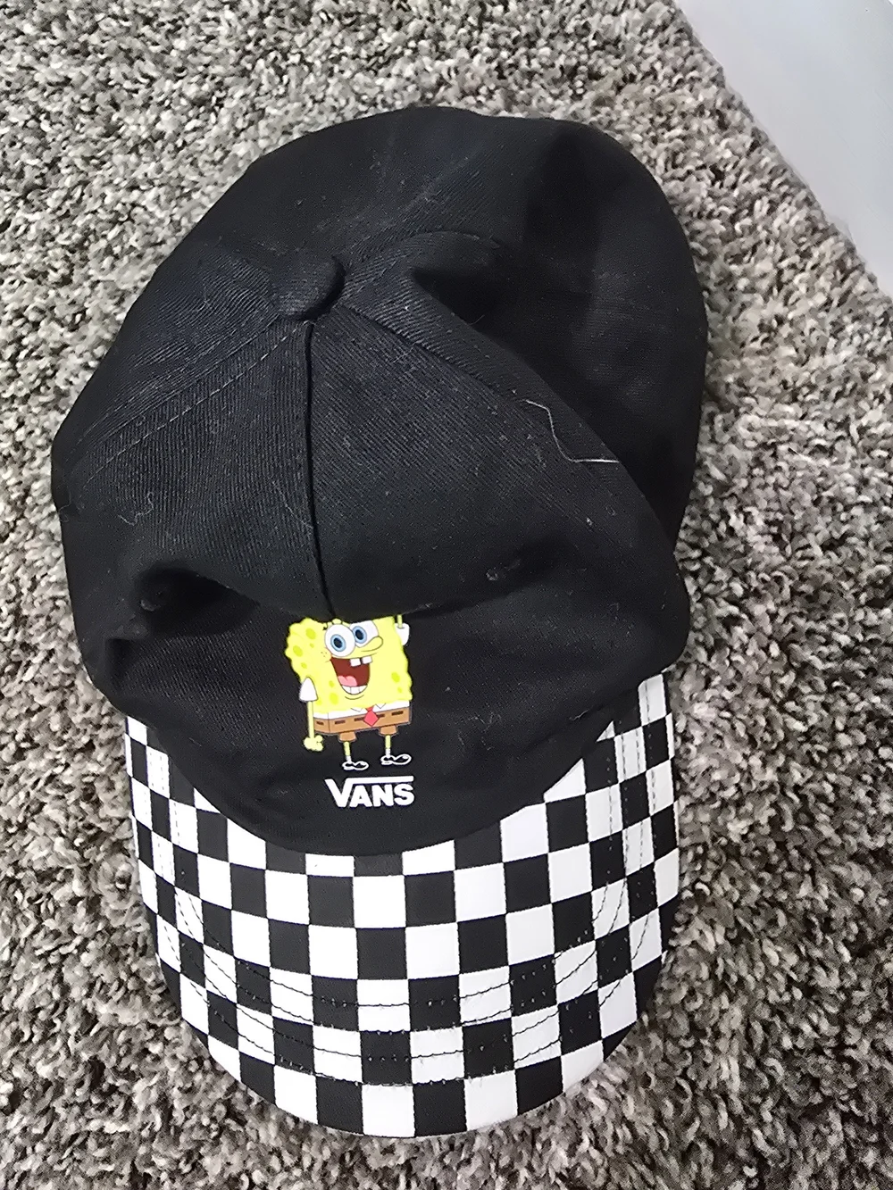 Vans Spongebob Checkerboard Cap - Black & White with Yellow Accent